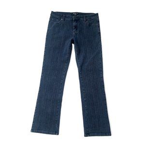 Gasoline Jeans Women’s Size 10 US‎ Black Striped Denim Straight Leg